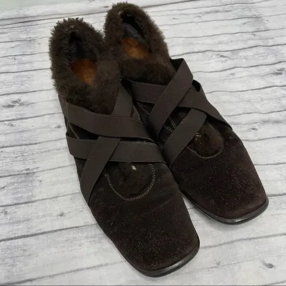 STUART WEITZMAN Suede Faux Fur Sneaker Shoes Womens Size 9.5 Brown Winter Spain - Picture 3 of 10